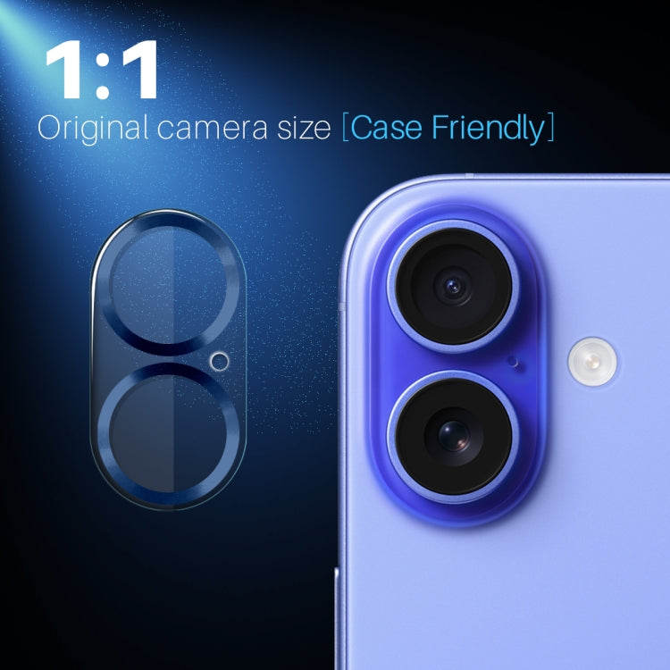 For iPhone 16 / 16 Plus NORTHJO Camera Lens Protector CD Veins 3D Tempered Glass Film(Blue) by NORTHJO
