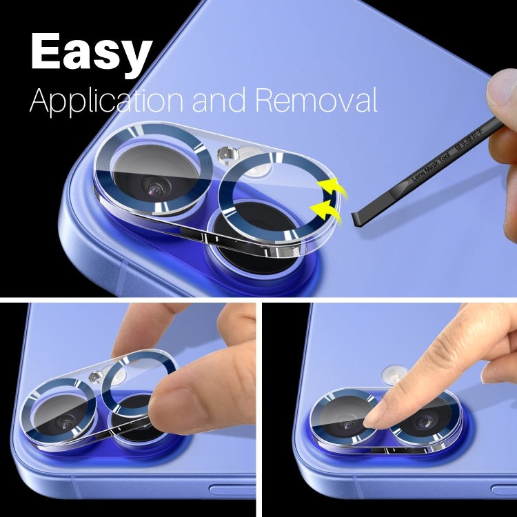For iPhone 16 / 16 Plus NORTHJO Camera Lens Protector CD Veins 3D Tempered Glass Film(Blue) by NORTHJO