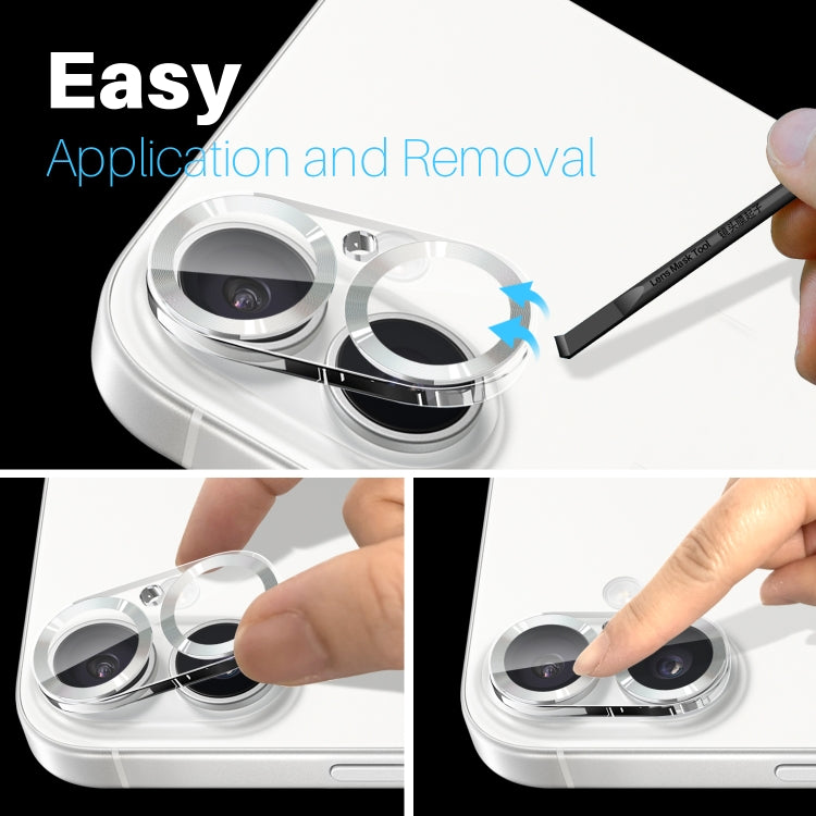 For iPhone 16 / 16 Plus NORTHJO Camera Lens Protector CD Veins 3D Tempered Glass Film(Silver) by NORTHJO