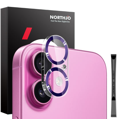 For iPhone 16 / 16 Plus NORTHJO Camera Lens Protector CD Veins 3D Tempered Glass Film(Purple) by NORTHJO