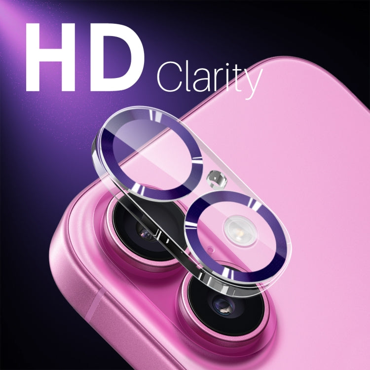 For iPhone 16 / 16 Plus NORTHJO Camera Lens Protector CD Veins 3D Tempered Glass Film(Purple) by NORTHJO