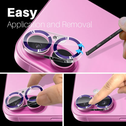 For iPhone 16 / 16 Plus NORTHJO Camera Lens Protector CD Veins 3D Tempered Glass Film(Purple) by NORTHJO