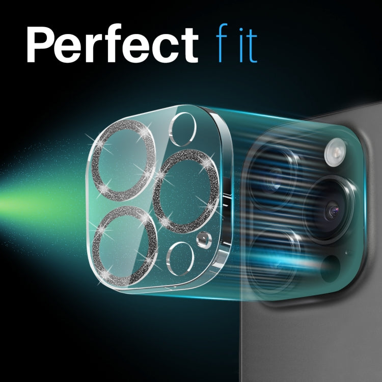 For iPhone 16 Pro / 16 Pro Max NORTHJO Camera Lens Protector Glitter Ring 3D Tempered Glass Film(Black) by NORTHJO