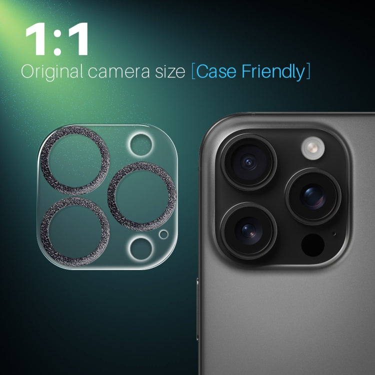 For iPhone 16 Pro / 16 Pro Max NORTHJO Camera Lens Protector Glitter Ring 3D Tempered Glass Film(Black) by NORTHJO