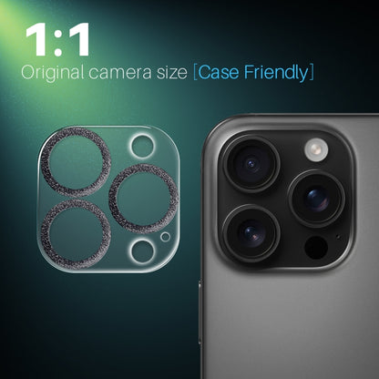 For iPhone 16 Pro / 16 Pro Max NORTHJO Camera Lens Protector Glitter Ring 3D Tempered Glass Film(Black) by NORTHJO