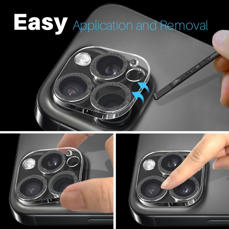 For iPhone 16 Pro / 16 Pro Max NORTHJO Camera Lens Protector Glitter Ring 3D Tempered Glass Film(Black) by NORTHJO