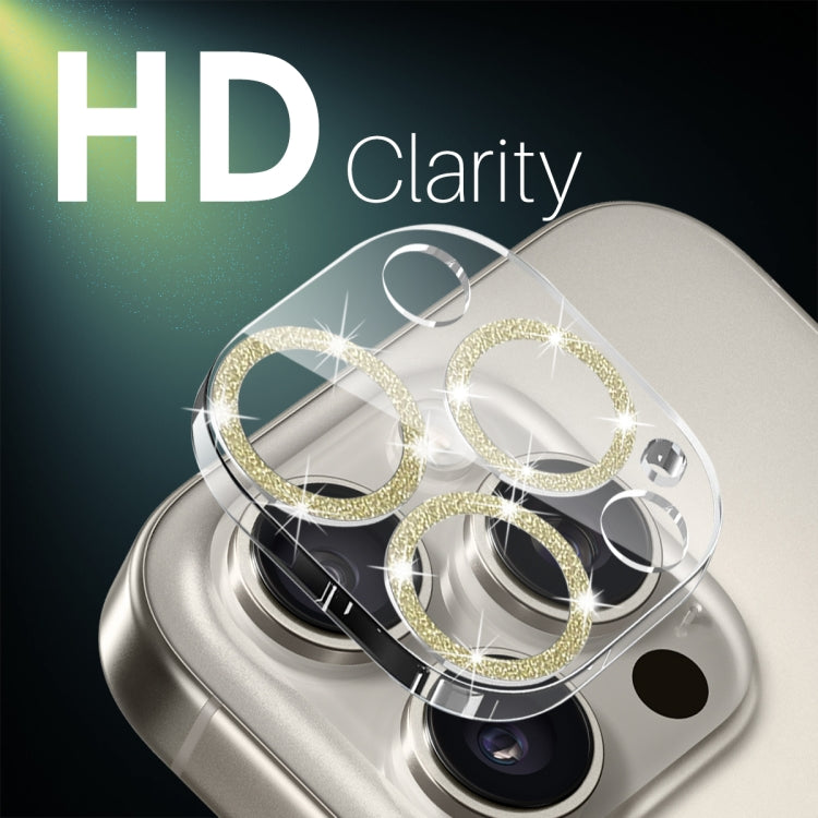 For iPhone 16 Pro / 16 Pro Max NORTHJO Camera Lens Protector Glitter Ring 3D Tempered Glass Film(Gold) by NORTHJO