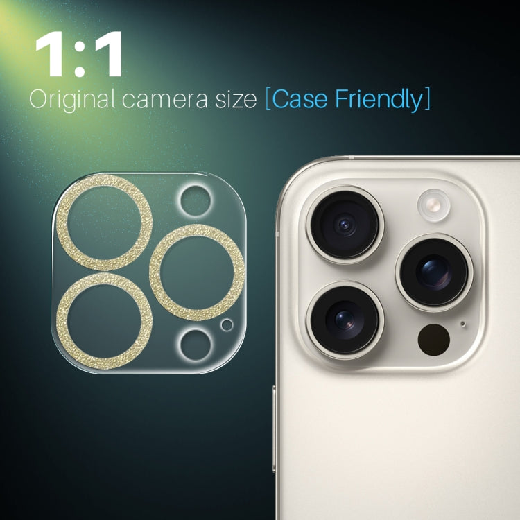 For iPhone 16 Pro / 16 Pro Max NORTHJO Camera Lens Protector Glitter Ring 3D Tempered Glass Film(Gold) by NORTHJO