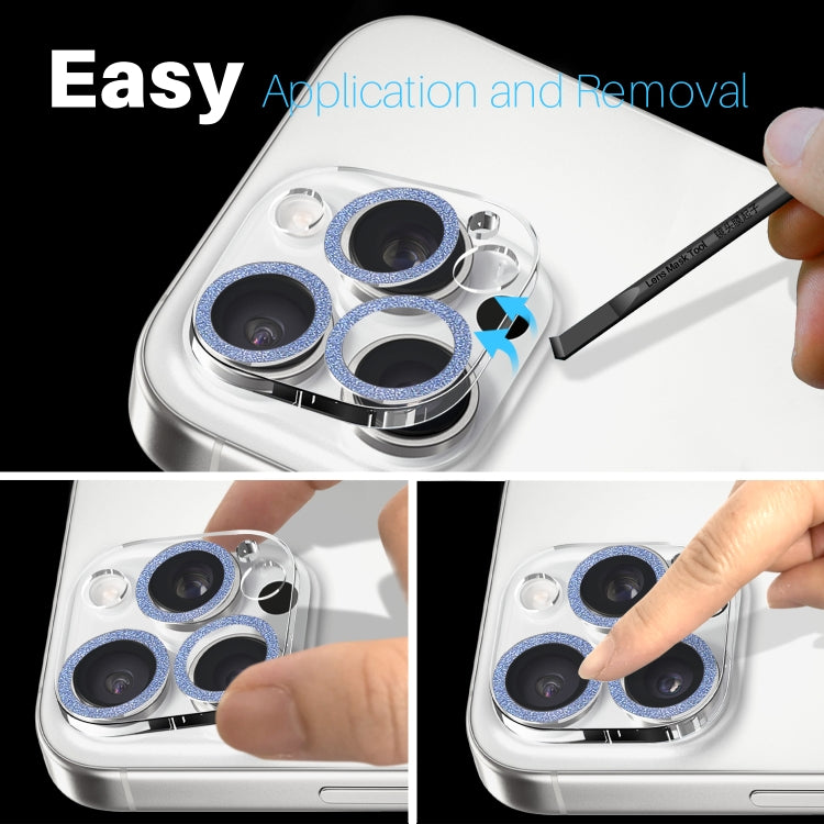 For iPhone 16 Pro / 16 Pro Max NORTHJO Camera Lens Protector Glitter Ring 3D Tempered Glass Film(Blue) by NORTHJO