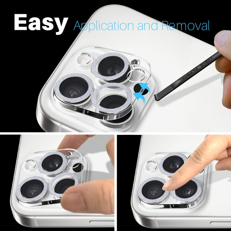 For iPhone 16 Pro / 16 Pro Max NORTHJO Camera Lens Protector Glitter Ring 3D Tempered Glass Film(Silver) by NORTHJO