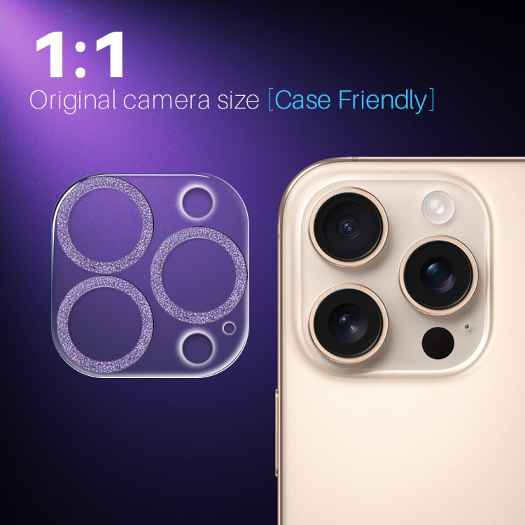 For iPhone 16 Pro / 16 Pro Max NORTHJO Camera Lens Protector Glitter Ring 3D Tempered Glass Film(Purple) by NORTHJO