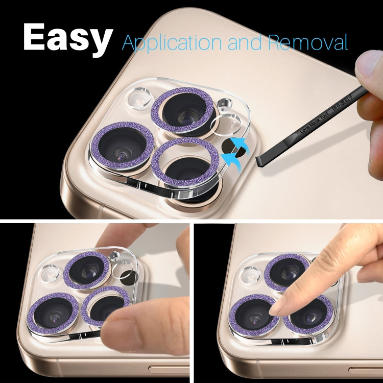 For iPhone 16 Pro / 16 Pro Max NORTHJO Camera Lens Protector Glitter Ring 3D Tempered Glass Film(Purple) by NORTHJO