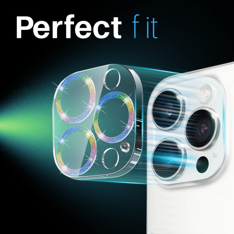 For iPhone 16 Pro / 16 Pro Max NORTHJO Camera Lens Protector Glitter Ring 3D Tempered Glass Film(Colorful) by NORTHJO