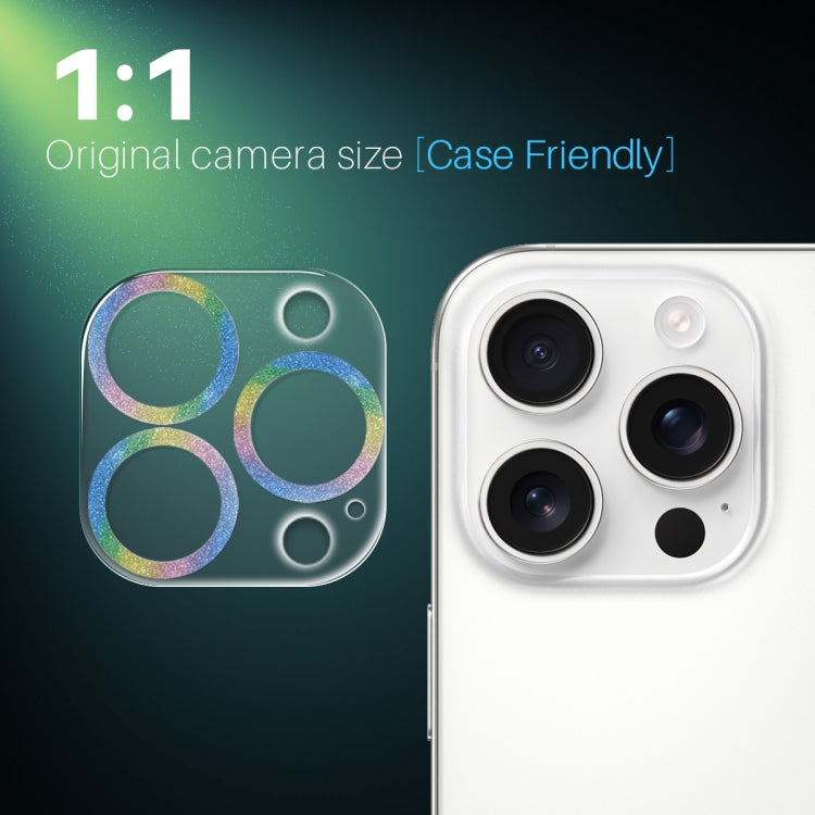 For iPhone 16 Pro / 16 Pro Max NORTHJO Camera Lens Protector Glitter Ring 3D Tempered Glass Film(Colorful) by NORTHJO