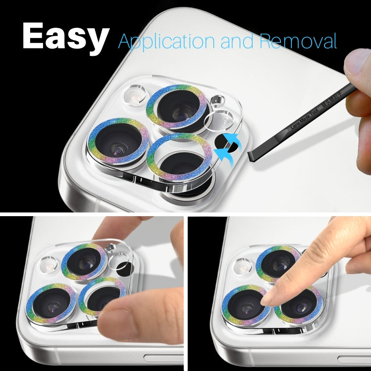 For iPhone 16 Pro / 16 Pro Max NORTHJO Camera Lens Protector Glitter Ring 3D Tempered Glass Film(Colorful) by NORTHJO