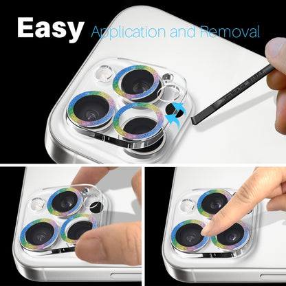For iPhone 16 Pro / 16 Pro Max NORTHJO Camera Lens Protector Glitter Ring 3D Tempered Glass Film(Colorful) by NORTHJO