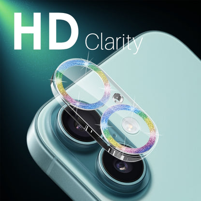 For iPhone 16 / 16 Plus NORTHJO Camera Lens Protector Glitter Ring 3D Tempered Glass Film(Colorful) by NORTHJO