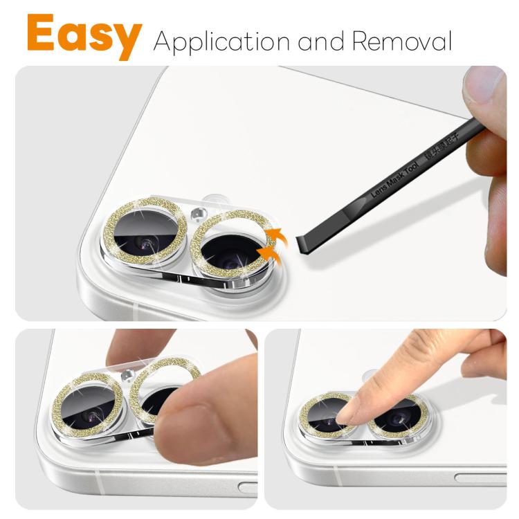 For iPhone 17 NORTHJO Camera Lens Protector Glitter Ring 3D Tempered Glass Film(Gold) by NORTHJO