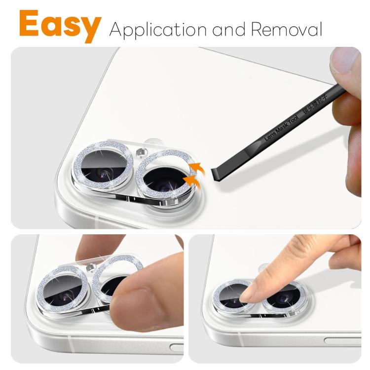 For iPhone 17 NORTHJO Camera Lens Protector Glitter Ring 3D Tempered Glass Film(Silver) by NORTHJO