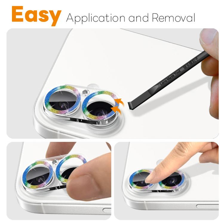 For iPhone 17 NORTHJO Camera Lens Protector Glitter Ring 3D Tempered Glass Film(Colorful) by NORTHJO
