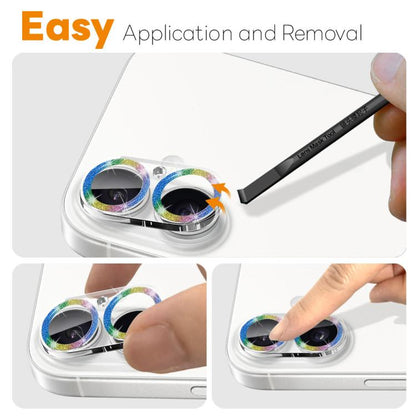 For iPhone 17 NORTHJO Camera Lens Protector Glitter Ring 3D Tempered Glass Film(Colorful) by NORTHJO