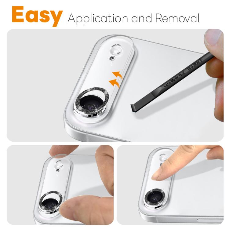 For iPhone Air NORTHJO Camera Lens Protector Glitter Ring 3D Tempered Glass Film(Black) by NORTHJO