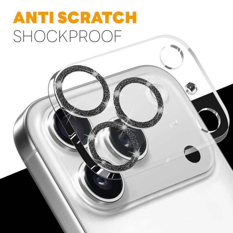 For iPhone 17 Pro NORTHJO Camera Lens Protector Glitter Ring 3D Tempered Glass Film(Black) by NORTHJO