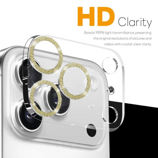 For iPhone 17 Pro NORTHJO Camera Lens Protector Glitter Ring 3D Tempered Glass Film(Gold) by NORTHJO