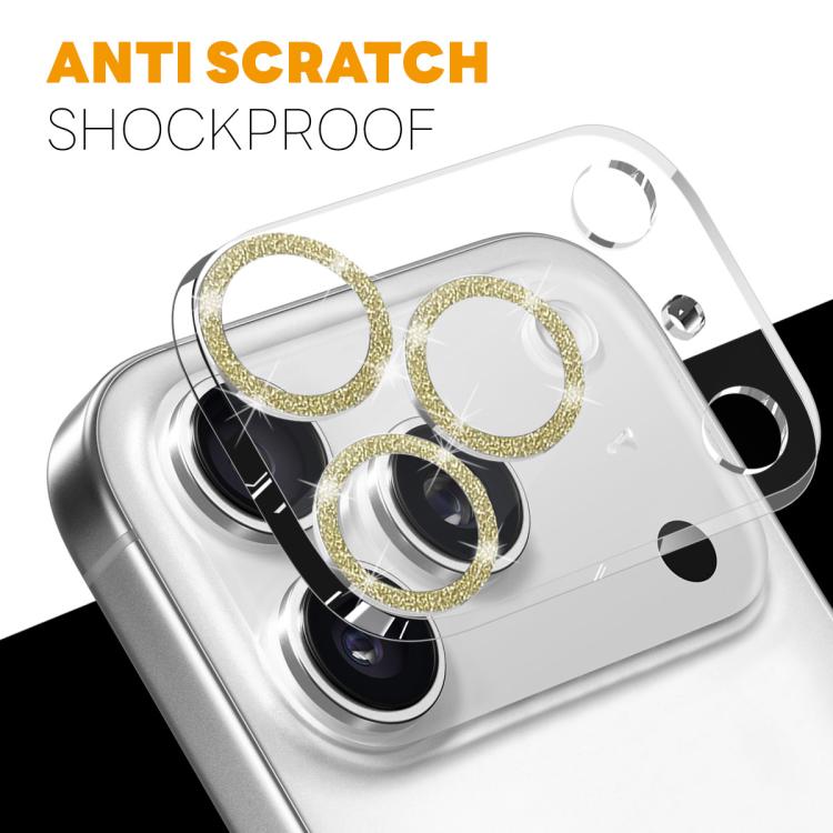 For iPhone 17 Pro NORTHJO Camera Lens Protector Glitter Ring 3D Tempered Glass Film(Gold) by NORTHJO