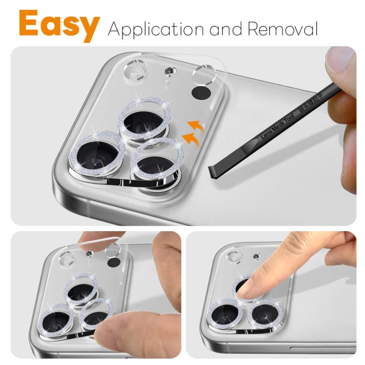 For iPhone 17 Pro NORTHJO Camera Lens Protector Glitter Ring 3D Tempered Glass Film(Silver) by NORTHJO
