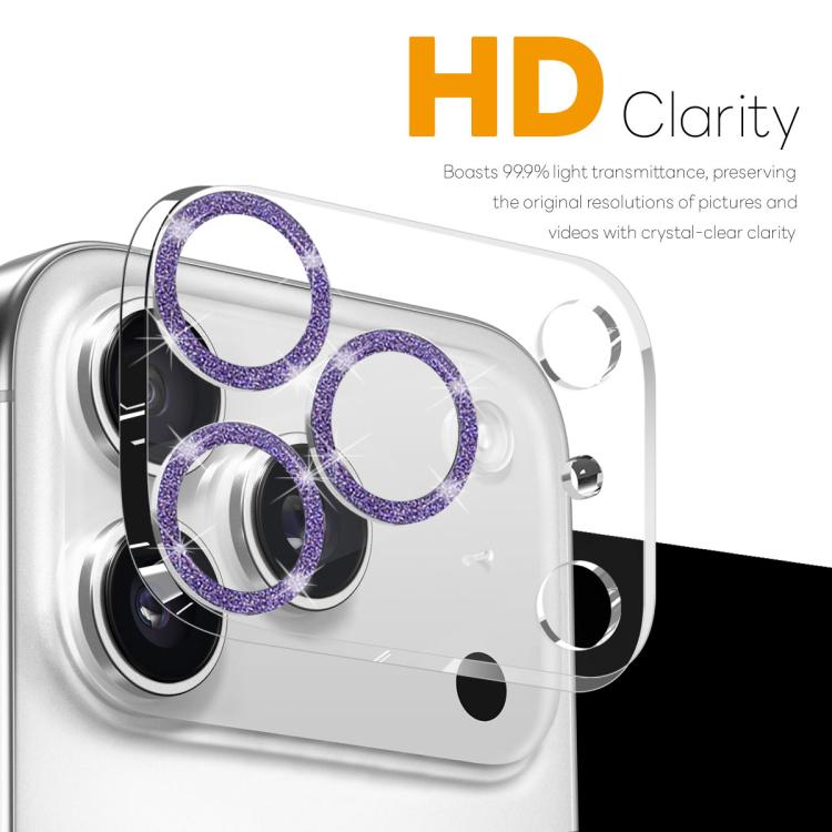 For iPhone 17 Pro NORTHJO Camera Lens Protector Glitter Ring 3D Tempered Glass Film(Purple) by NORTHJO