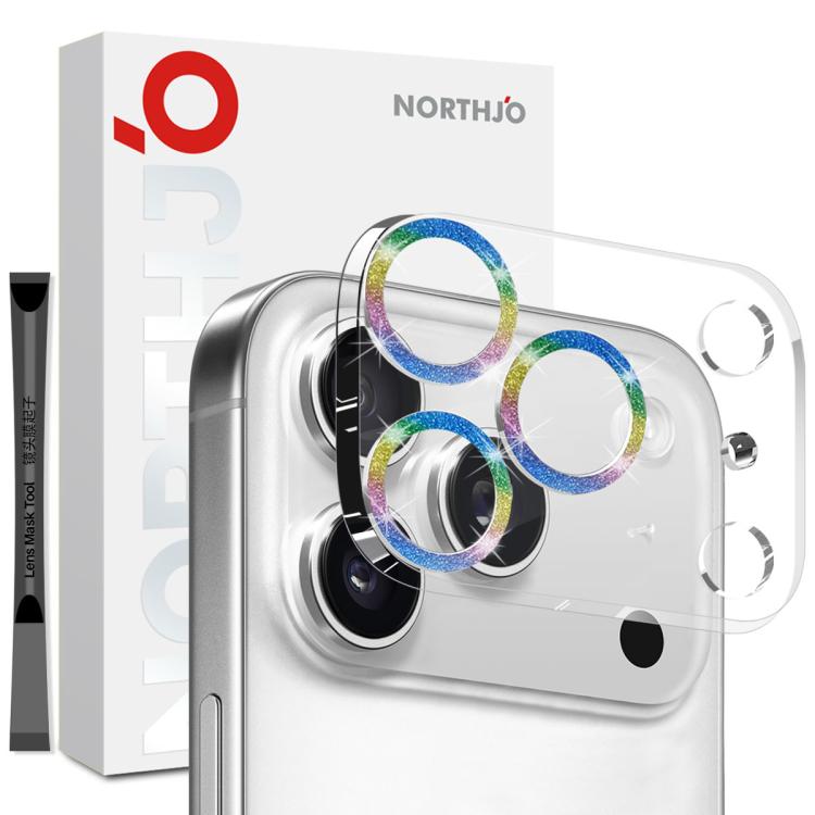 For iPhone 17 Pro NORTHJO Camera Lens Protector Glitter Ring 3D Tempered Glass Film(Colorful) by NORTHJO
