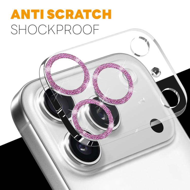 For iPhone 17 Pro Max NORTHJO Camera Lens Protector Glitter Ring 3D Tempered Glass Film(Pink) by NORTHJO