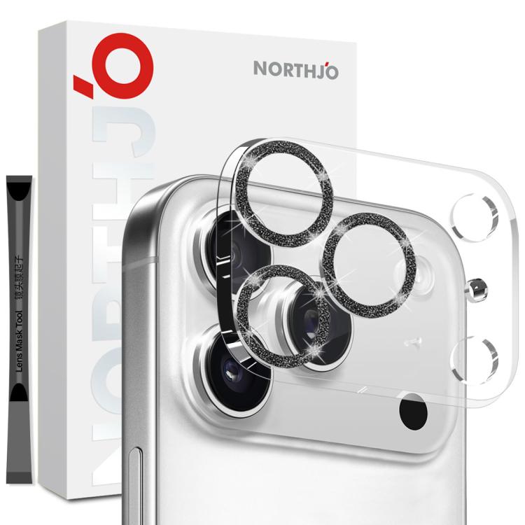 For iPhone 17 Pro Max NORTHJO Camera Lens Protector Glitter Ring 3D Tempered Glass Film(Black) by NORTHJO