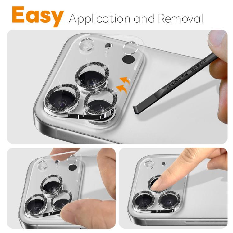 For iPhone 17 Pro Max NORTHJO Camera Lens Protector Glitter Ring 3D Tempered Glass Film(Black) by NORTHJO