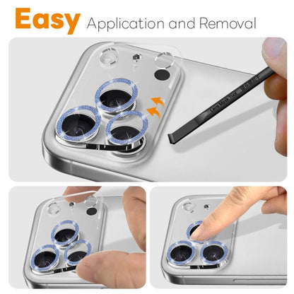 For iPhone 17 Pro Max NORTHJO Camera Lens Protector Glitter Ring 3D Tempered Glass Film(Blue) by NORTHJO