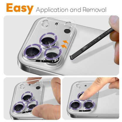 For iPhone 17 Pro Max NORTHJO Camera Lens Protector Glitter Ring 3D Tempered Glass Film(Purple) by NORTHJO