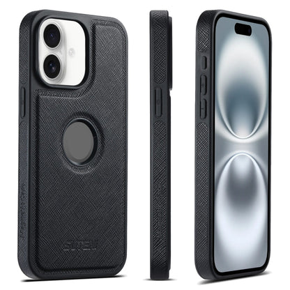 For iPhone 16 Suteni G1 Cross Texture MagSafe Phone Case(Black) by Suteni