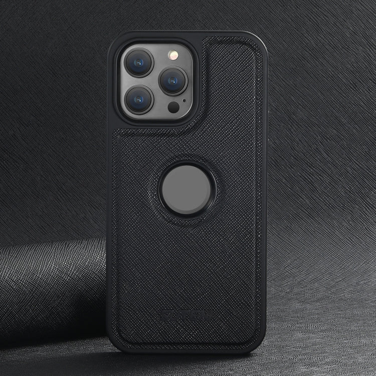 For iPhone 16 Suteni G1 Cross Texture MagSafe Phone Case(Black) by Suteni