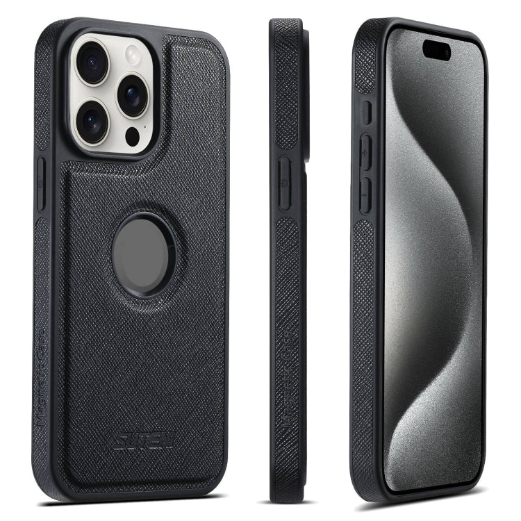 For iPhone 15 Pro Max Suteni G1 Cross Texture MagSafe Phone Case(Black) by Suteni