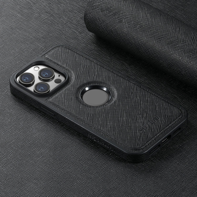 For iPhone 15 Pro Max Suteni G1 Cross Texture MagSafe Phone Case(Black) by Suteni