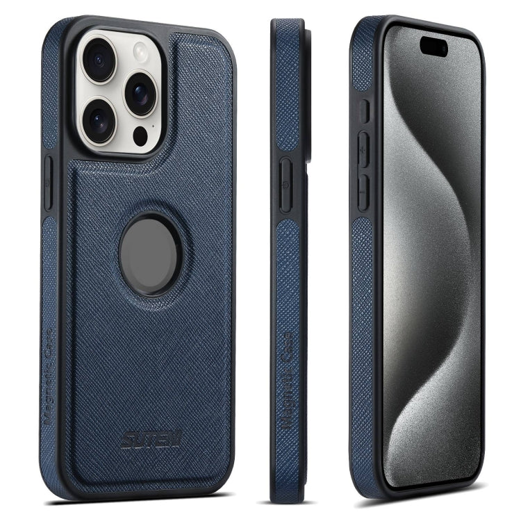 For iPhone 15 Pro Max Suteni G1 Cross Texture MagSafe Phone Case(Blue) by Suteni