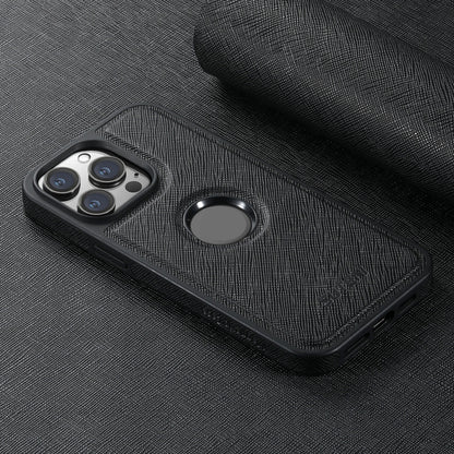 For iPhone 14 Pro Max Suteni G1 Cross Texture MagSafe Phone Case(Black) by Suteni