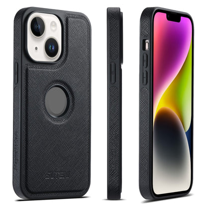 For iPhone 14 Plus Suteni G1 Cross Texture MagSafe Phone Case(Black) by Suteni