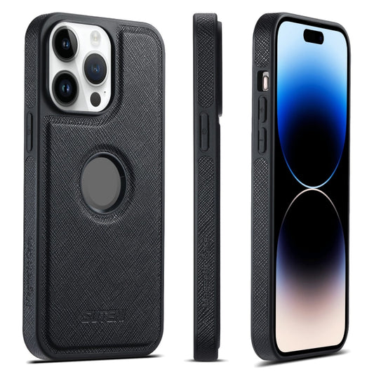 For iPhone 14 Pro Suteni G1 Cross Texture MagSafe Phone Case(Black) by Suteni