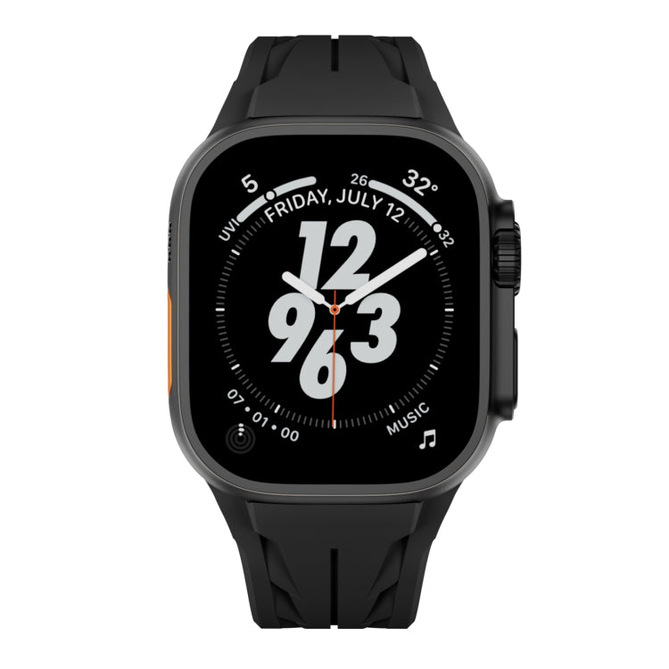 For Apple Watch 44mm / 45mm / 46mm / 49mm Tailor Stainless Steel Black Butterfly Buckle Silicone Watch Band(Black) by bashfashion