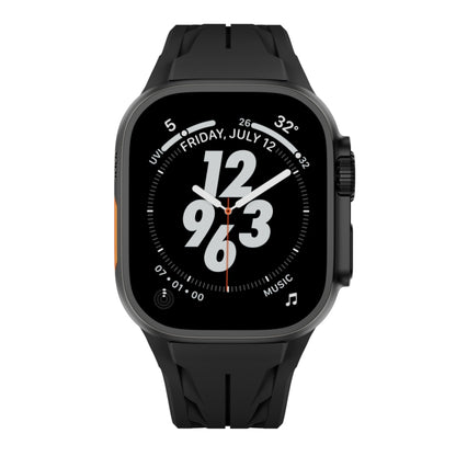For Apple Watch 44mm / 45mm / 46mm / 49mm Tailor Stainless Steel Black Butterfly Buckle Silicone Watch Band(Black) by bashfashion