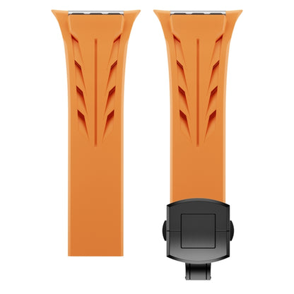 For Apple Watch 44mm / 45mm / 46mm / 49mm Tailor Stainless Steel Black Butterfly Buckle Silicone Watch Band(Black) by bashfashion