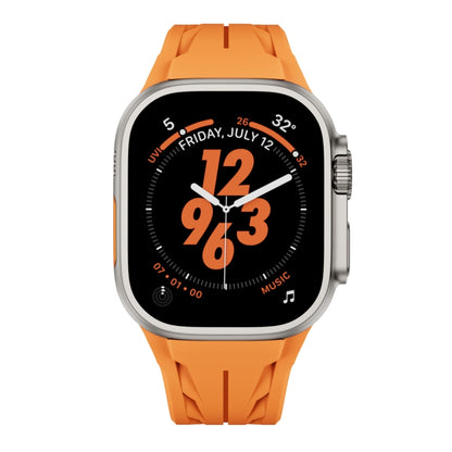 For Apple Watch 44mm / 45mm / 46mm / 49mm Tailor Stainless Steel Silver Butterfly Buckle Silicone Watch Band(Orange) by bashfashion