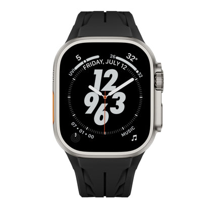 For Apple Watch 44mm / 45mm / 46mm / 49mm Tailor Stainless Steel Silver Butterfly Buckle Silicone Watch Band(Black) by bashfashion
